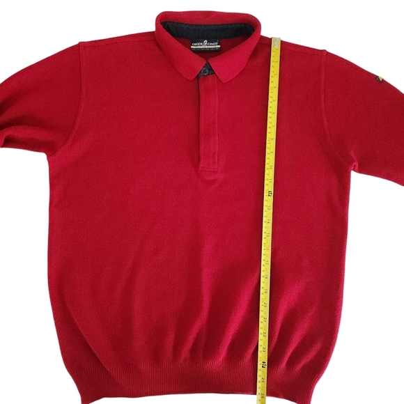 GREEN COAST Italian Sweater merino blend pop corn knit red (size 54 = large) - Picture 13 of 16